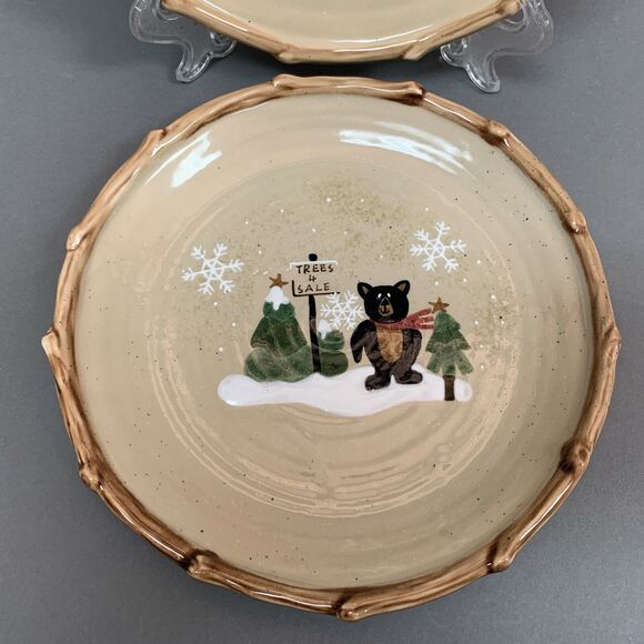 Make the Season Bright Salad Plates Christmas Holiday Bear Moose Lot of 2 - Picture 3 of 12